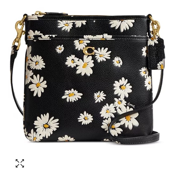 NWT Coach Black Floral Leather Crossbody Bag & Matching Wallet Purse Set - Picture 3 of 9